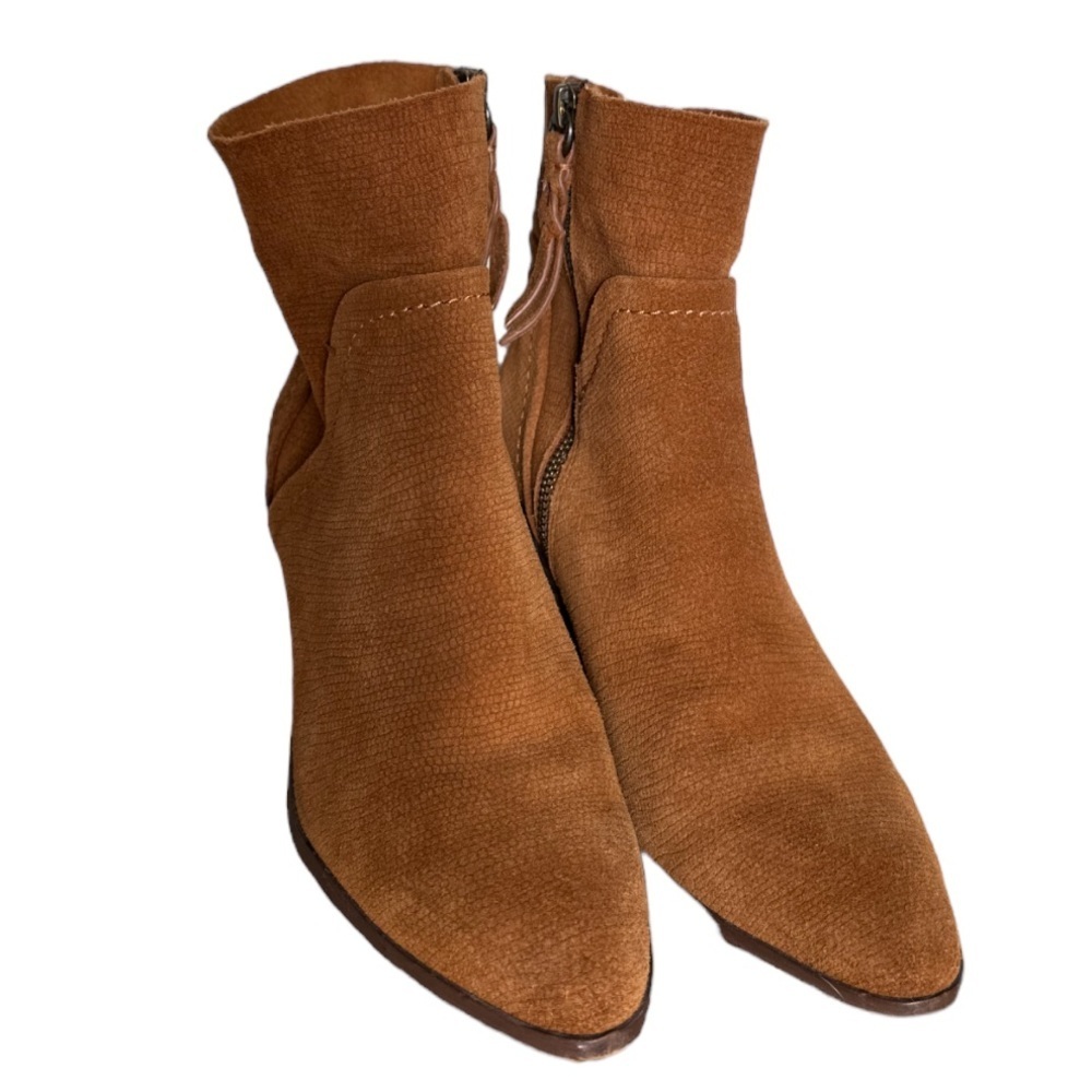Splendid brown leather suede block heel ankle boots